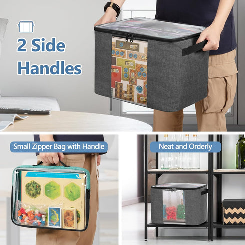 6pcs Rexmica Board Game Storage Bag with Zipper Bags, Board Game Organizer and Storage with Cover for Office Supplies