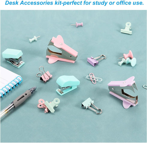 PATIKIL Metal Binder Clips Set, Small Durable Push Pins and Clips for Assorted File Documents, Purple