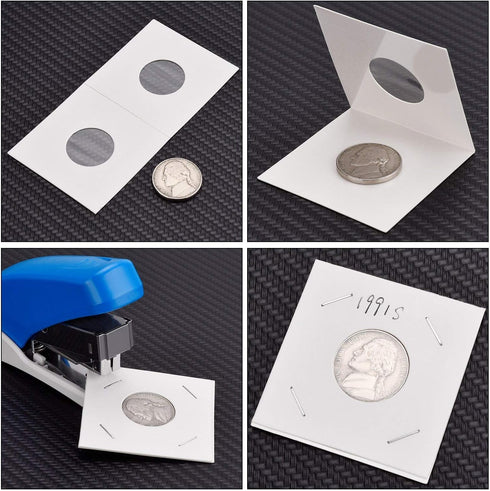 Coin Collection Supplies - 100pcs Quarter Coin Holders 2x2 Cardboard Flips (PVC Free, Acid-Free, Coin Safe)