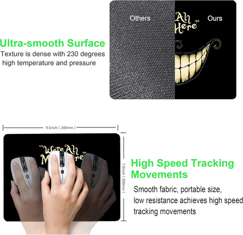 Mad Here Funny Mouse Pad - Small Non-Slip Rubber Mousepad for Wireless Mouse