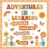 party greeting Groovy Retro Bulletin Board Decorations, Adventures in Reading Retro Hippie Daisy Paper Cutouts