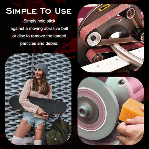1 Pack Abrasive Cleaning Stick, 1-1/2" x 1-1/2" x 7-7/8" Natural Rubber Eraser Stick for Sanding Belts & Discs