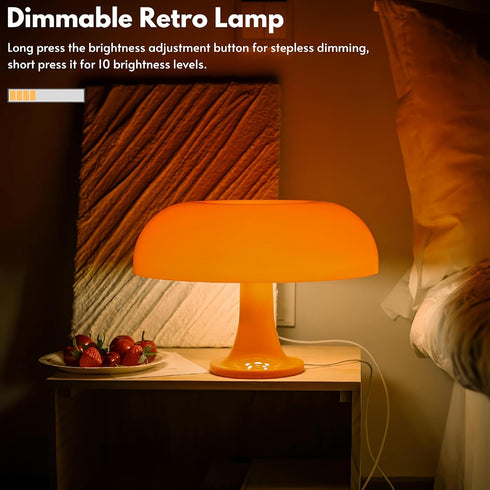 Dimmable 3 Mushroom Lamp Orange Mushroom Table Lamp with Lighting Modes, Charging LED Desk Lamp for Women's Gift Home