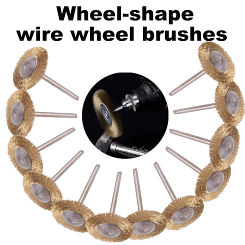 Rocaris 72 Pack Wire Wheel Brushes Set, Brass and Steel Wire Brush Set with 1/8" Shank for Rotary Tools Accessories