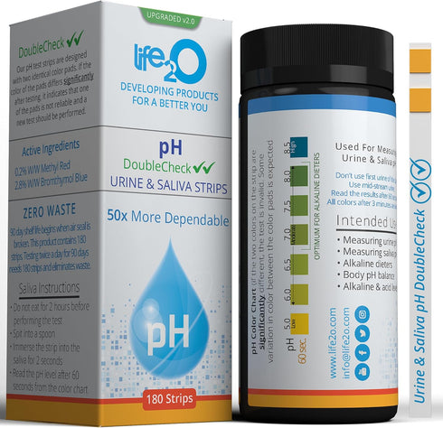 DoubleCheck Urine and Saliva pH Test Strips 180ct, 50x More Dependable pH