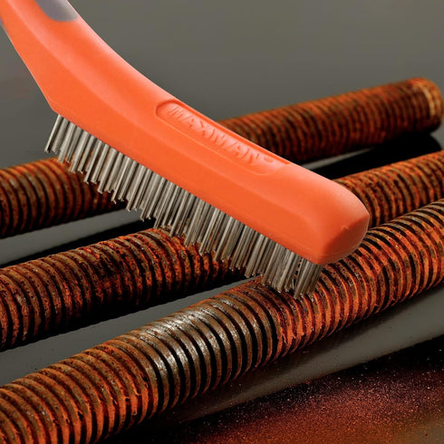 Set, 10" 2Pcs MAXMAN Wire Brush Heavy Duty Stainless Steel and Carbon Steel Wire Brushes for Cleaning Rust, Grill