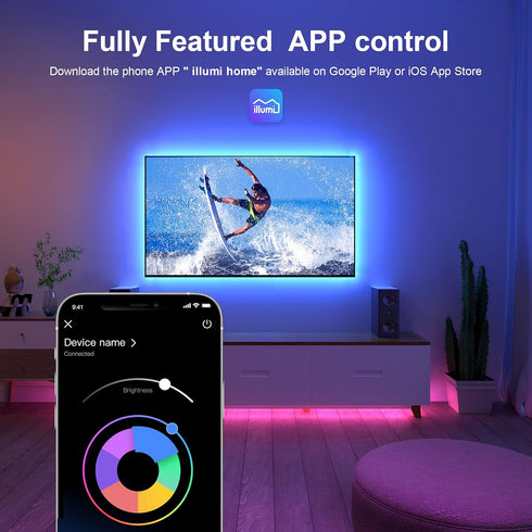 16.4 55-75 Inch, Nexillumi LED Lights for TV, ft TV LED Backlight for RGB LED Strip Lights Behind TV with APP Remote