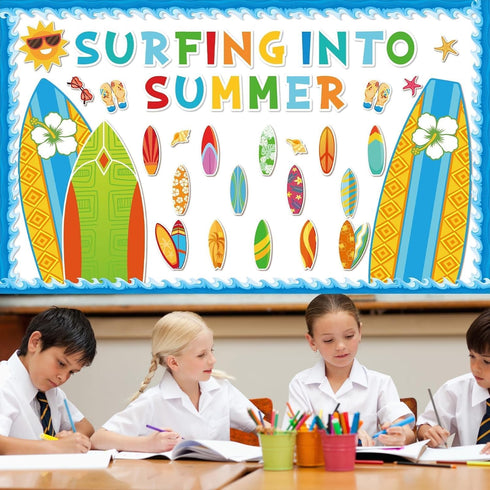 Summer Classroom Bulletin Board Decorations - Surfboard Surfing Paper Cutouts for School Supplies