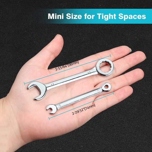 SPEEDWOX 10 Pcs Mini Combination Wrench Set, 4-11mm Open and Box End for Automotive and Home