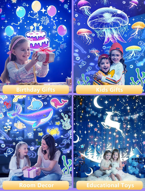 Eigther 21 Sets 360 Dimmable of Films, Projector Night Light for Kids Bedroom, Baby Projector for Ceiling, Star Galaxy