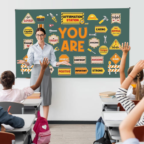 Sets Set Construction Bulletin Board Decoration Construction Affirmation Station Bulletin Board Inspirational