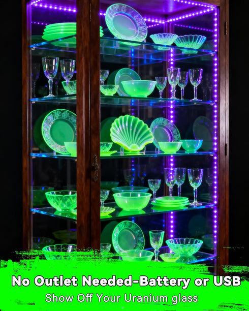 16.4FT 300LEDs Black Light Strip with USB Plug + Battery Box, Adhesive Blacklight Fixture, Battery & USB Operated