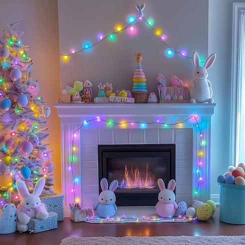 500 173ft 8 JMEXSUSS LED Easter Lights Outdoor Indoor, Multicolor Easter String Lights, Modes Pastel Light Plug