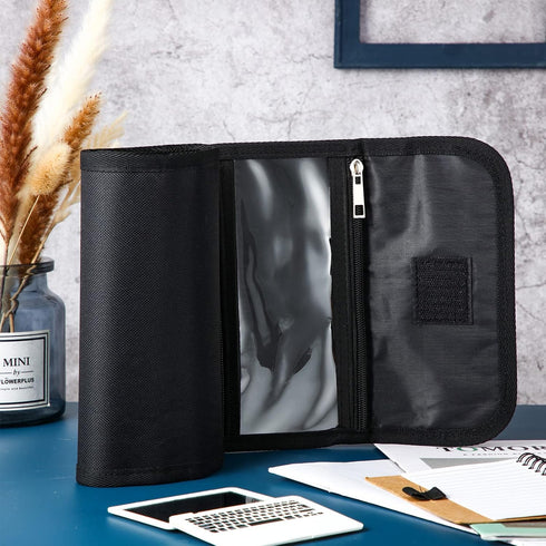 Money Organizer Wallet for Cash with 8 Zippered Pockets, Multipack Cash Bill Organizer Envelope for Budgeting - Black