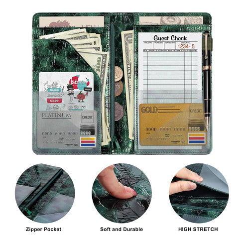 EcoVision Server Books for Waitress,Leather Waiter Book with Zipper Pocket, Server Booklet Restaurant Waitstaff