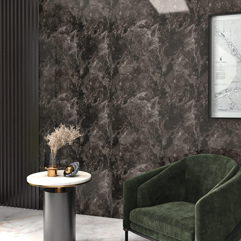 Black Marble Contact Paper, 15.7" x 78.7" Peel and Stick Waterproof Decorative Wallpaper for Countertops and Cabinets