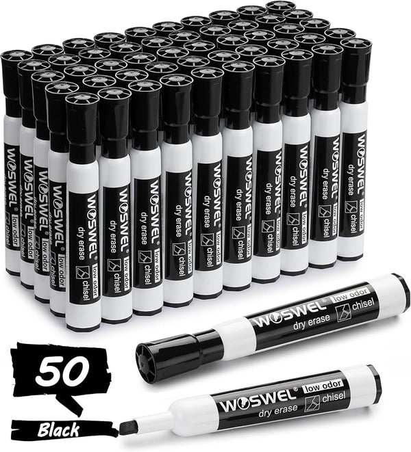 WOSWEL Dry Erase Markers Bulk, Chisel Tip Whiteboard Markers, Low Odor Thick