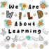 Ctosree 134 Pcs Safari Bulletin Board Set - We are Wild about Learning with Leaf Flower Wood Bead Animals Cutouts