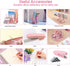 Pink Office Supplies Set with Desk Organizers and Accessories: Stapler, Pen Holder, Phone Holder, Scissors, Ruler, 30