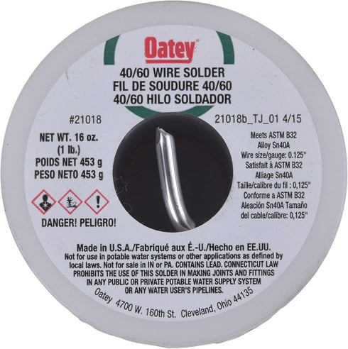 Oatey 21018 40/60, 0.125-Inch ga. -1 lb. Wire Solder, Gray
