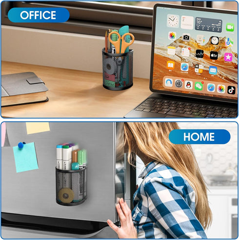MaxGear Magnetic Pen Holder, 2 Pack Locker Organizer Mesh Pencil Holder for Desk - Extra Strong Magnets for Locker