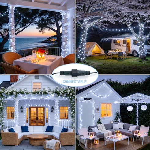 250 91.5ft 8 JMEXSUSS LED White Christmas Lights Outdoor, Extendable White String Lights Indoor, Christmas Tree Lights