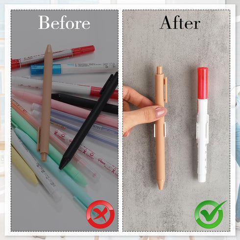 Outus 20 Pieces White Pen Holder Clip, 2 Sizes Adhesive for Desk Paint Brush Wall Computer Car