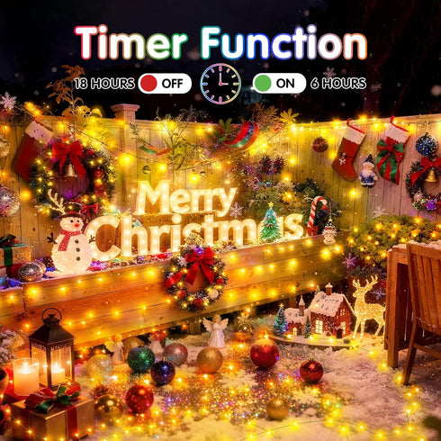 203FT in,600 8 KNONEW Outdoor Christmas Fairy Lights Plug LED String Lights Outdoor Waterproof Modes Memory Times