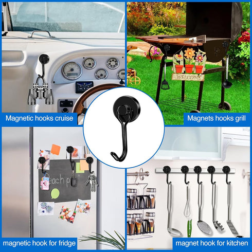 LOVIMAG 3 Pcs Magnet Hooks for Cruise Cabin, 40LBS Cruise Door Magnets with Epoxy Coating, Strong Neodymium for Kitchen