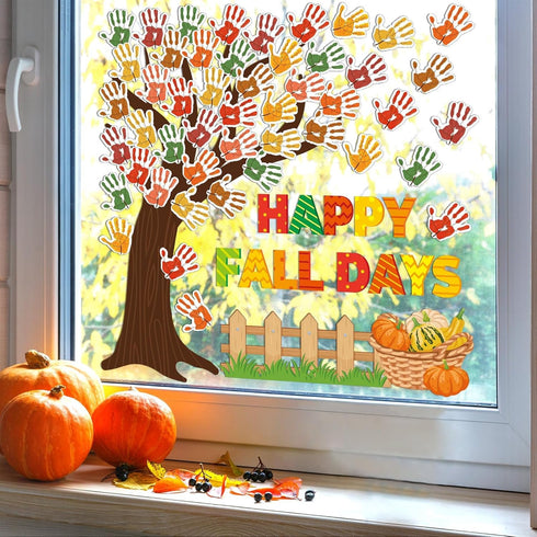 Fall Tree Bulletin Board Sets with Autumn Decorations, Happy Fall Cutouts for Thanksgiving Party Classroom