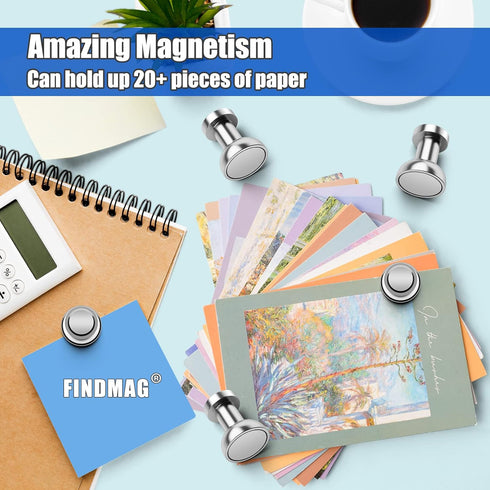 FINDMAG 16 Pack Mini Push Pin Magnets for Whiteboard, Strong Refrigerator Magnets, Neodymium Magnets for DIY Crafts