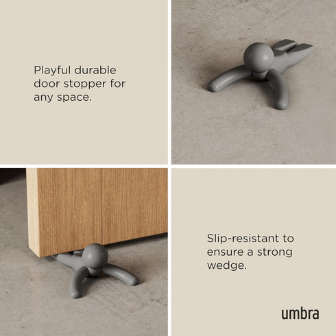 Umbra Buddy Door Stop, Heavy-Duty Flexible Design with Soft-Touch Finish, Protects Floors, Grey Color