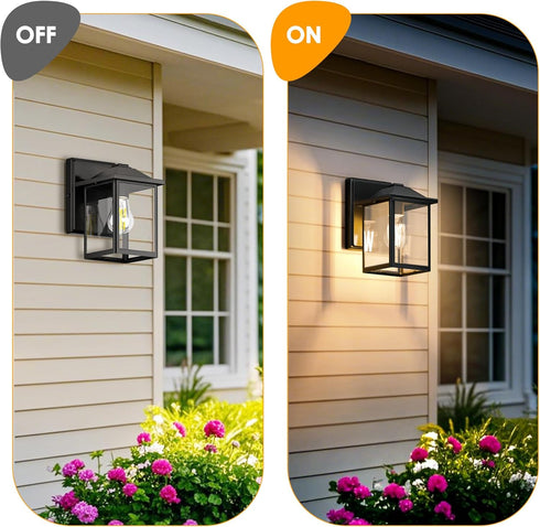 MATAMEYE Outdoor Wall Lantern, Exterior Waterproof Wall Sconce Light Fixture, Black Front Door Mounted Lighting
