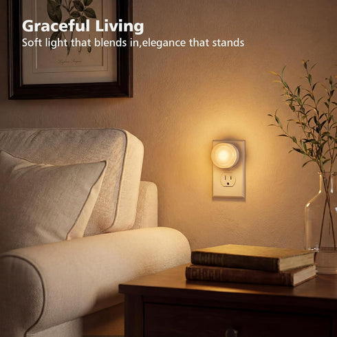 TOSZMOK 2-Pack, 3000K, Plug in Night Light LED Night Lights Plug into Wall with Dusk to Dawn Light Sensor, Acrylic