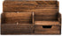 Brown Wooden Mail Organizer with 7 Compartments and Drawer, Rustic Desk Organizer with Pen Holder, Tabletop Mail Basket