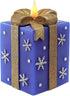 LCZLUMIPRO Christmas Flameless Gift Box Candle Hand-Painted Real Wax LED Candle with Remote Timer Battery Operated Blue