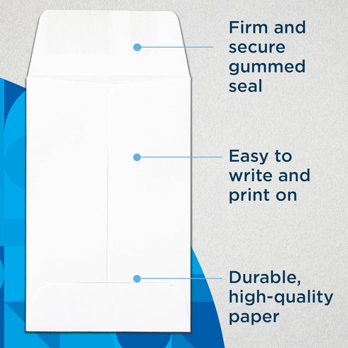 Guardian #1 Paper Coin Envelopes with Gummed Flaps, Pack of 500 Blank Small Envelopes for Storage