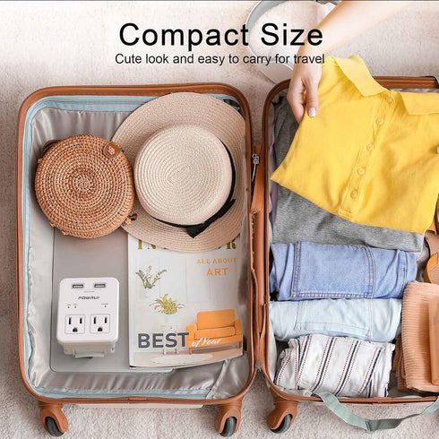 Travel Essentials European Plug Adapter - International Power Plug with 2 USB Ports & 2 US Outlets for Europe, UK