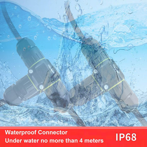 IP68 Waterproof Cable Connector 3-Channel, Outdoor Junction Box Connector for 2 or 3 Pin Cables, Ideal for Lights