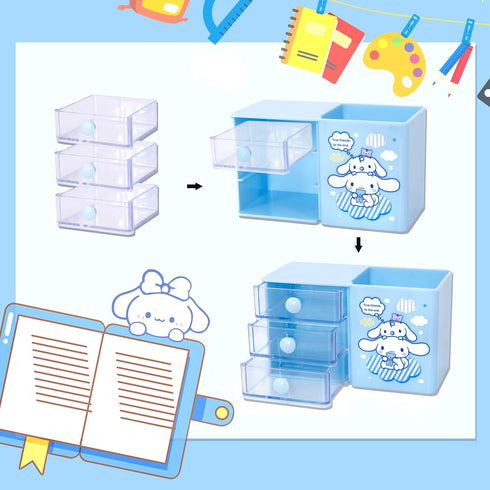 Roffatide Anime Cinnamoroll Desk Supplies Container, Cute Pencil Cup Pot for Makeup Brushes and Desk Storage