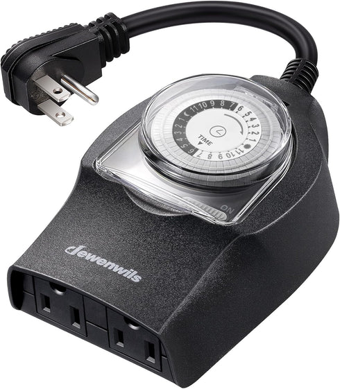 DEWENWILS 1 Pack Mechanical Light Timer for Outdoor Lighting, 24-Hour Plug in