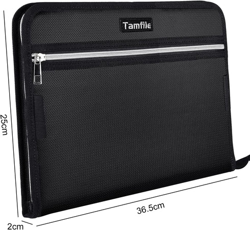 Fireproof Safe Accordion File Organizer Bag, Waterproof Expanding Folder with 14 Pockets, A4 Letter Size
