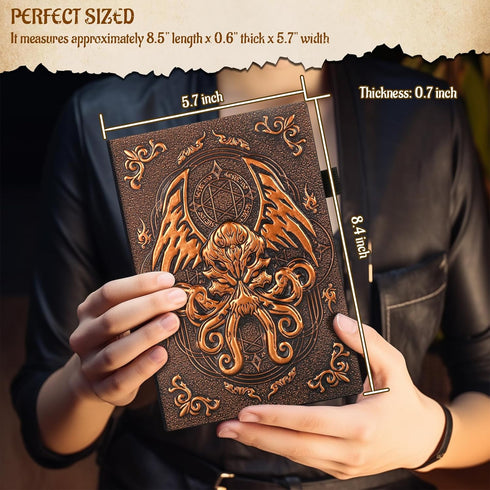 DND Campaign Journal, 3D Cthulhu Embossed Leather Cover, 192 Blank Pages, A5 Notebook for RPG Notepad, Great for GM &