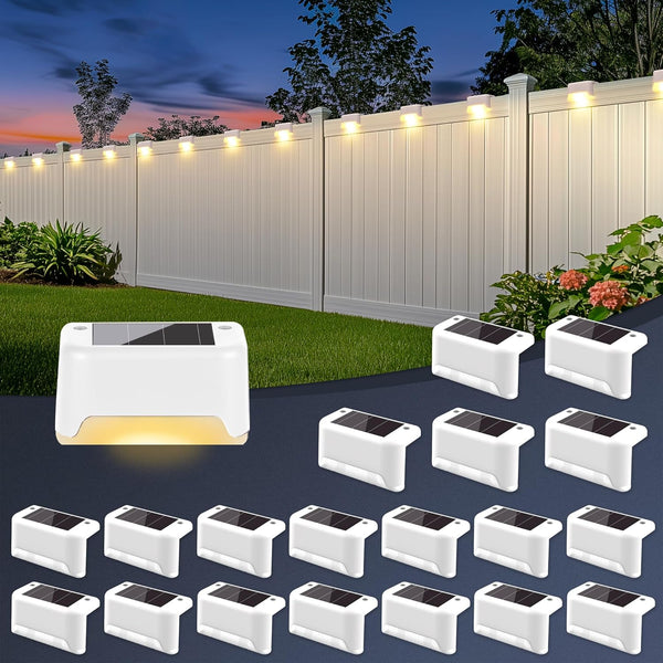 ESUNYD Solar Deck Lights Outdoor Waterproof, Solar Powered Fence Lights for Outside Stairs,