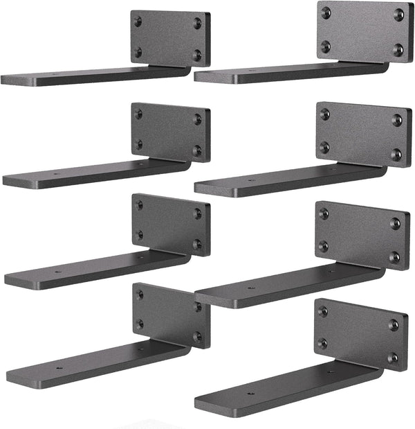 8 Pack Floating Shelf Bracket 6 Inch, Heavy Duty Hidden L Brackets,