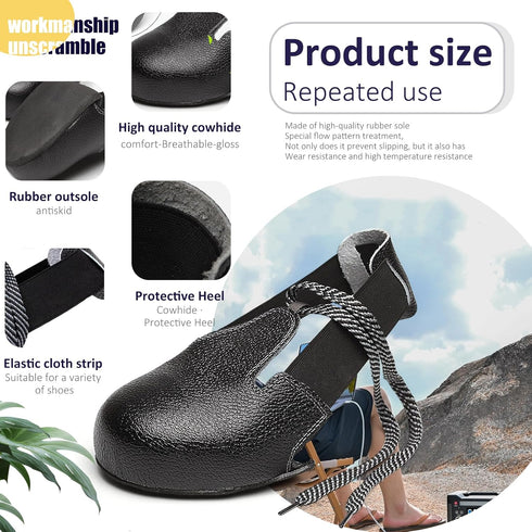 Steel Toe Covers for Shoes, No Slip Safety Toe Cap Cover Metal Protector for Toe in Industry and Workplace Men Women(Black 2.0)