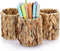 BTSKY 3 Pack Water Hyacinth Pencil Holder, Handmade Wicker Pen Cup for Makeup Brushes and Office Accessories