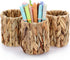 BTSKY 3 Pack Water Hyacinth Pencil Holder, Handmade Wicker Pen Cup for Makeup Brushes and Office Accessories