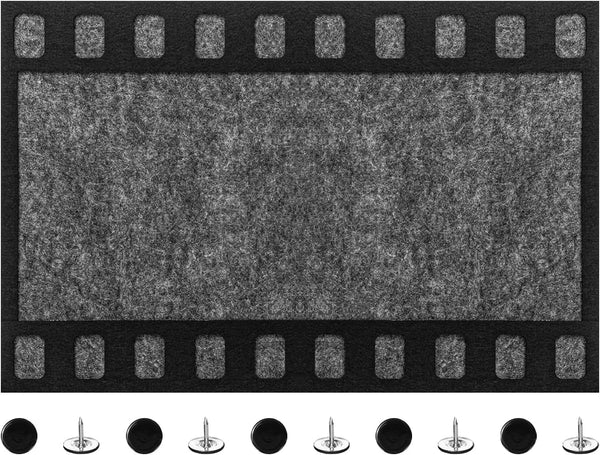 Filmstrip Felt Bulletin Board Self-adhesive Memo Display Pad for Wall - 32.6x21.6cm/13x8.5in with Pins