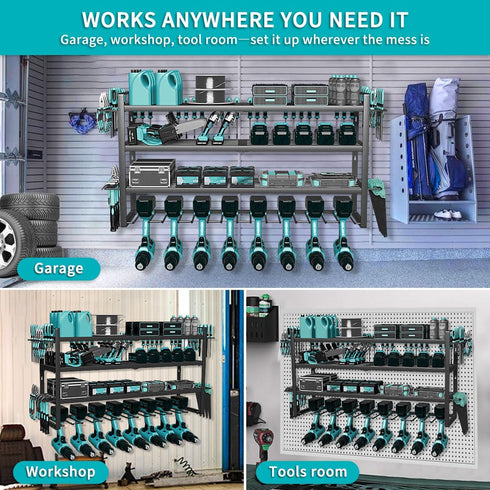 400lbs, 4 8 Power Tool Organizer Wall Mount Loads Layers Heavy Duty Tool Organizers and Storage, Cordless Tool Rack